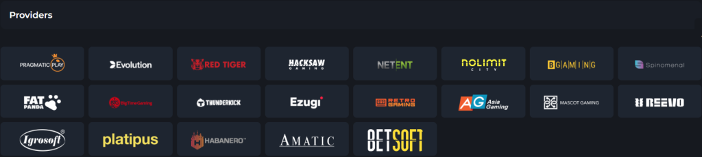 HunnyPlay Casino Providers